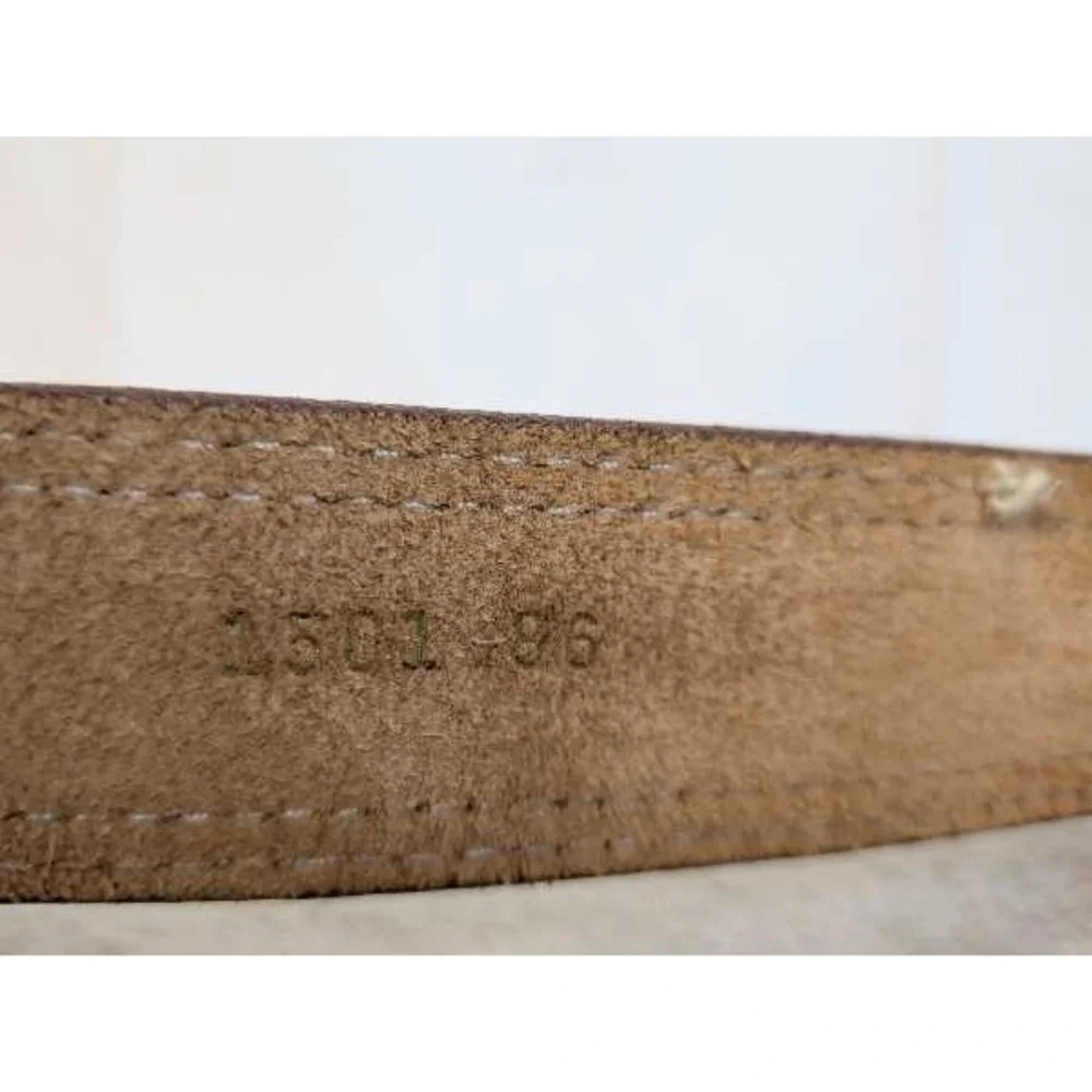 Brown Leather Western Belt Concho Buckle Stitching Men Size 40